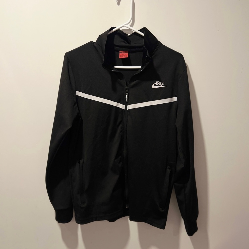 Nike Men's Black and White Full Zip Track Jacket